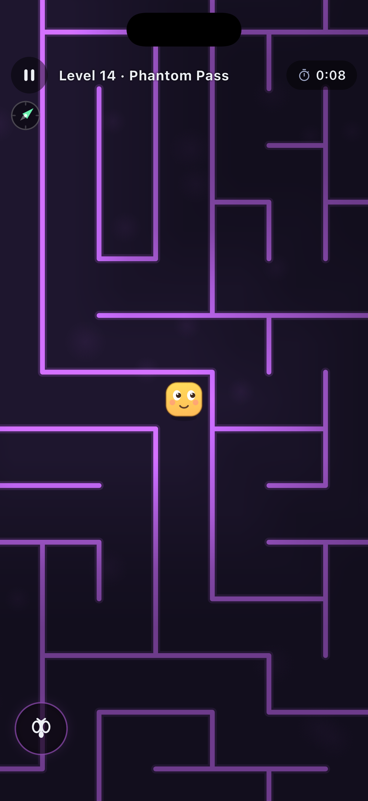 Racing the clock through the purple neon maze of Level 14, Phantom Pass.